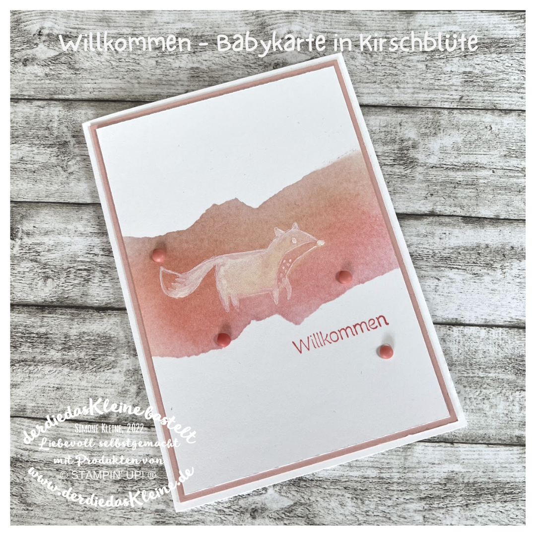Willkommen – Babykarte in Kirschblüte