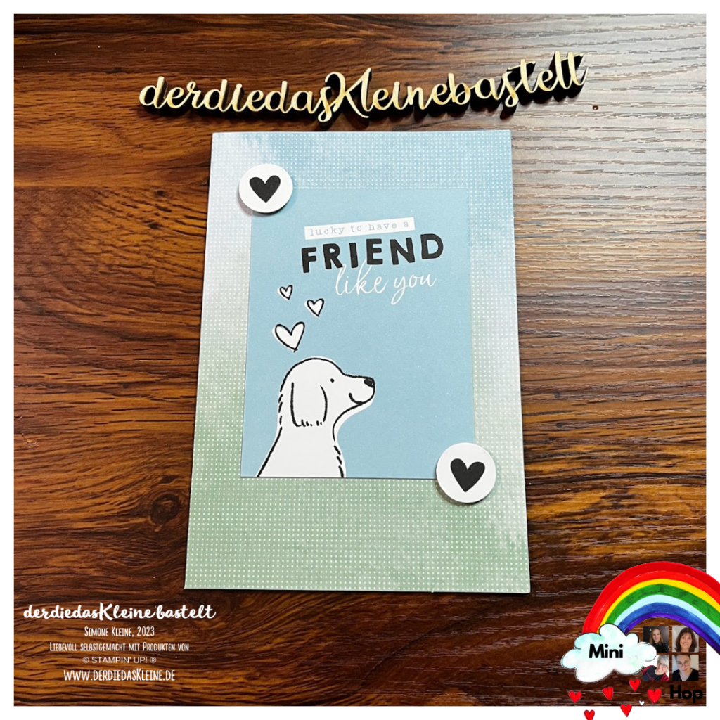 Kartensortiment Alltagsabenteuer
Karte mit Hund Lucky to have a friend like you