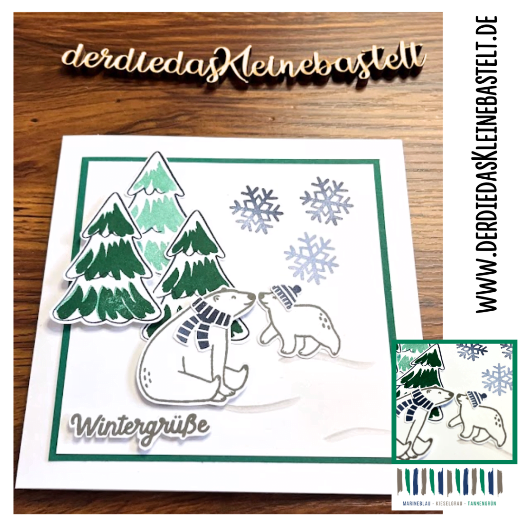 Wintergrüße, Eisbärelternteil mit Eisbärkind