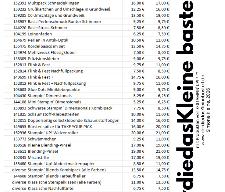 Preisanpassungen ab Mai 2026